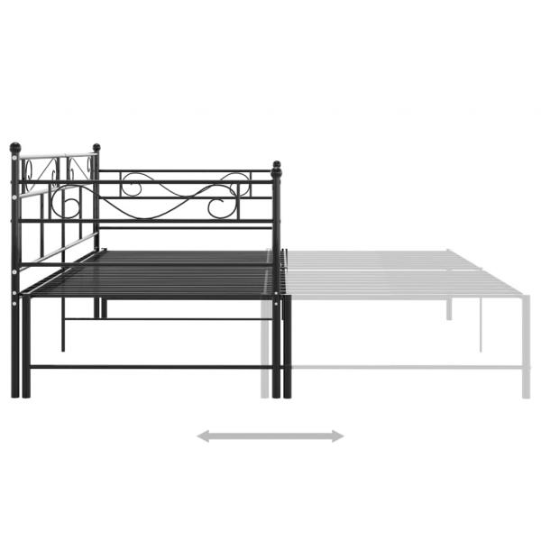 Tagesbett Ausziehbar Schwarz Metall 90x200 cm