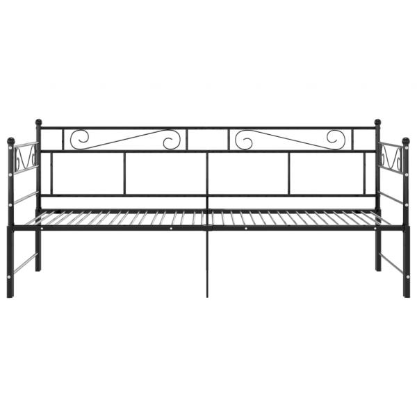 Tagesbett Ausziehbar Schwarz Metall 90x200 cm