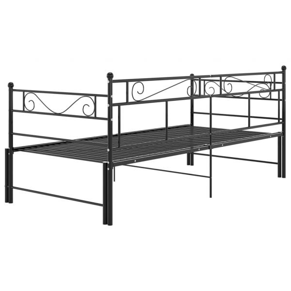 Tagesbett Ausziehbar Schwarz Metall 90x200 cm