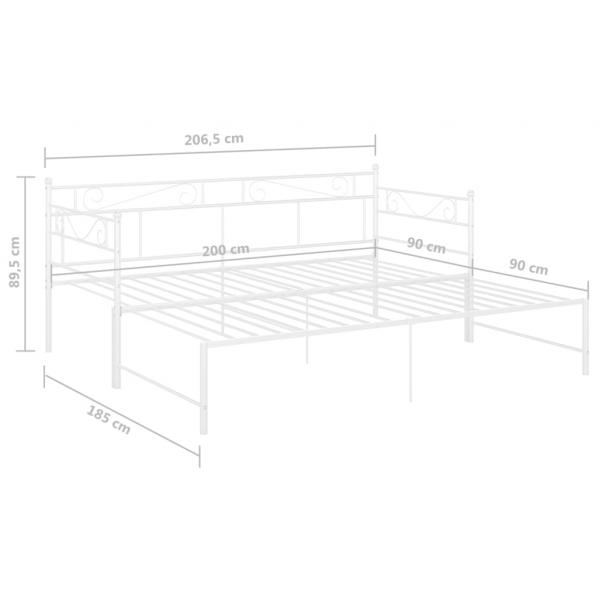 Tagesbett Ausziehbar Weiß Metall 90x200 cm