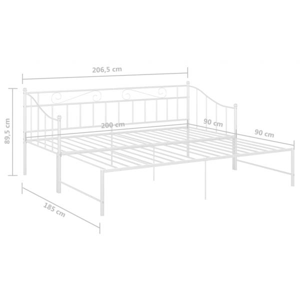 Ausziehsofa Bettgestell Weiß Metall 90x200 cm