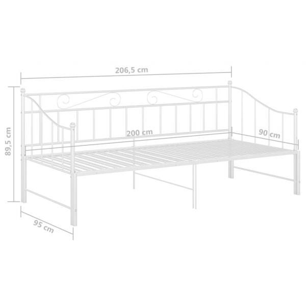 Ausziehsofa Bettgestell Weiß Metall 90x200 cm