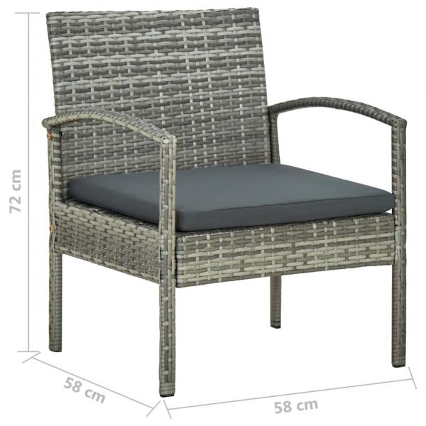 4-tlg. Garten-Lounge-Set mit Auflagen Poly Rattan Grau