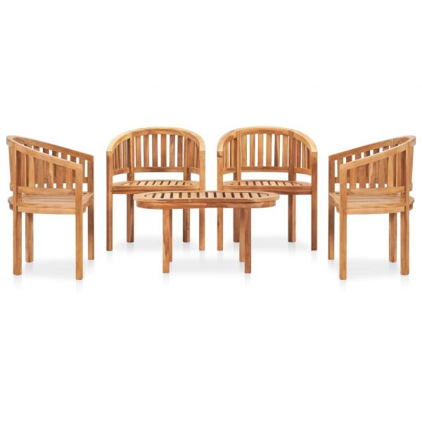 5-tlg. Garten-Lounge-Set Massivholz Teak