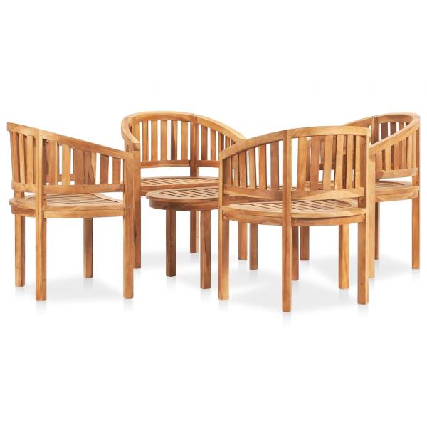 5-tlg. Garten-Lounge-Set Massivholz Teak