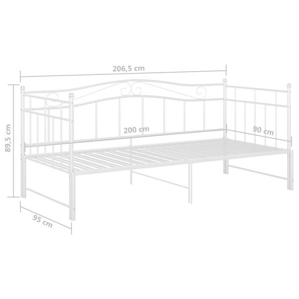 Ausziehsofa Bettgestell Weiß Metall 90x200 cm