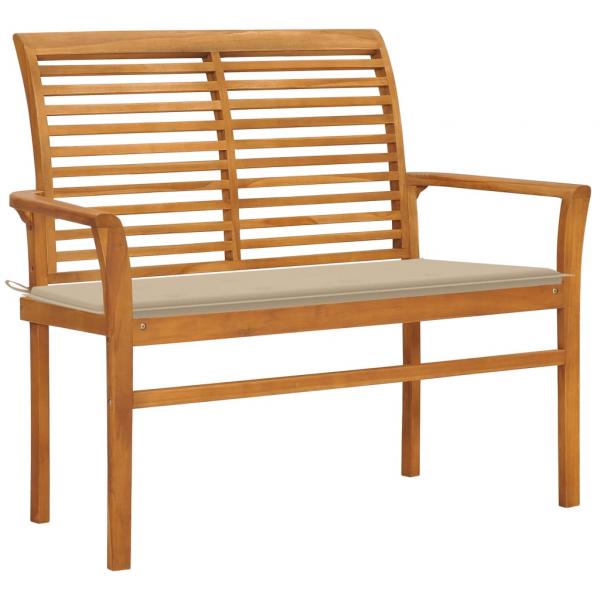 ARDEBO.de - Gartenbank mit Beige Auflage 112 cm Massivholz Teak 