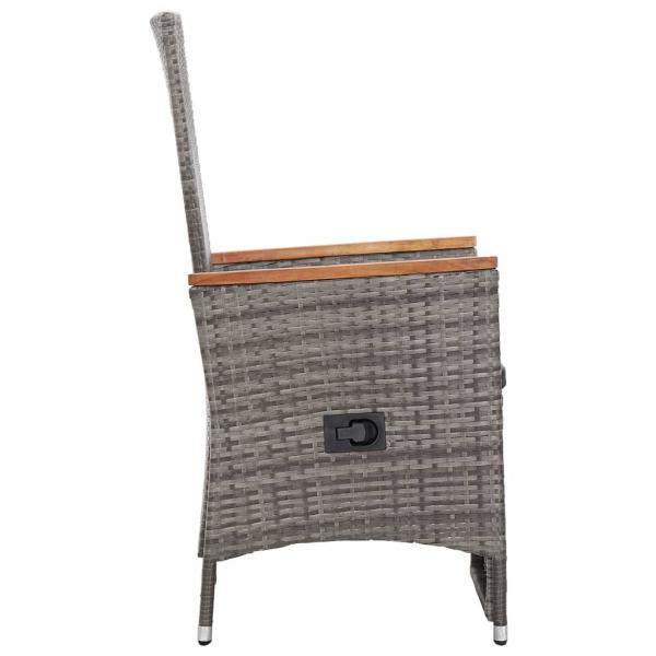 3-tlg. Garten-Lounge-Set mit Kissen Poly Rattan Grau