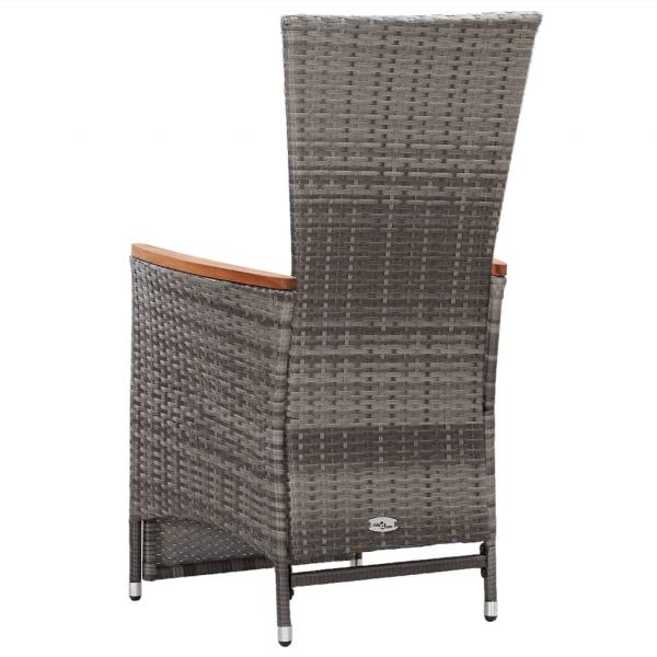 3-tlg. Garten-Lounge-Set mit Kissen Poly Rattan Grau