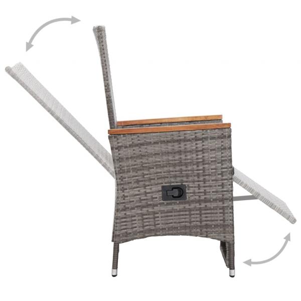 3-tlg. Garten-Lounge-Set mit Kissen Poly Rattan Grau