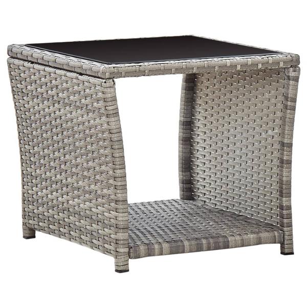 3-tlg. Garten-Lounge-Set mit Kissen Poly Rattan Grau