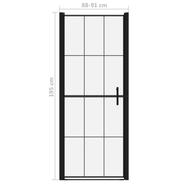 Duschtür Hartglas 91x195 cm Schwarz