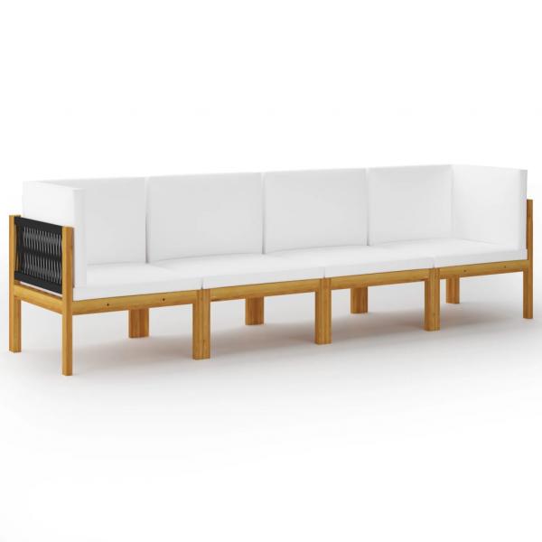 4-Sitzer-Gartensofa mit Kissen Massivholz Akazie