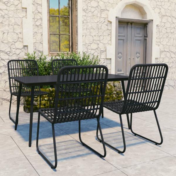 ARDEBO.de - 5-tlg. Garten-Essgruppe Poly Rattan und Glas