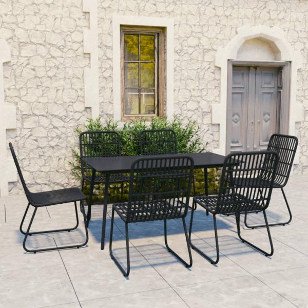 ARDEBO.de - 7-tlg. Garten-Essgruppe Poly Rattan und Glas