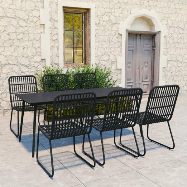 ARDEBO.de - 7-tlg. Garten-Essgruppe Poly Rattan und Glas