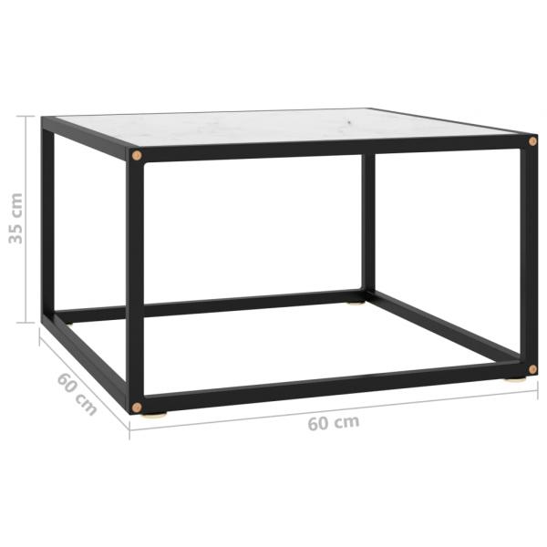 Couchtisch Schwarz mit Weißem Glas in Marmor-Optik 60x60x35 cm