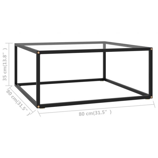 Couchtisch Schwarz mit Hartglas 80x80x35 cm