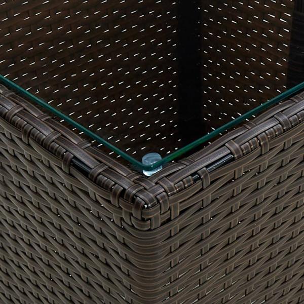 Beistelltisch Braun 41,5x41,5x44 cm Poly Rattan und Hartglas 