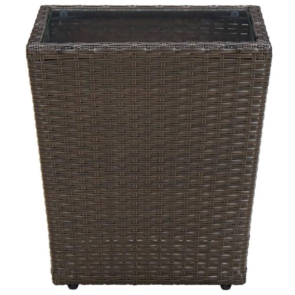 Beistelltisch Braun 41,5x41,5x44 cm Poly Rattan und Hartglas 