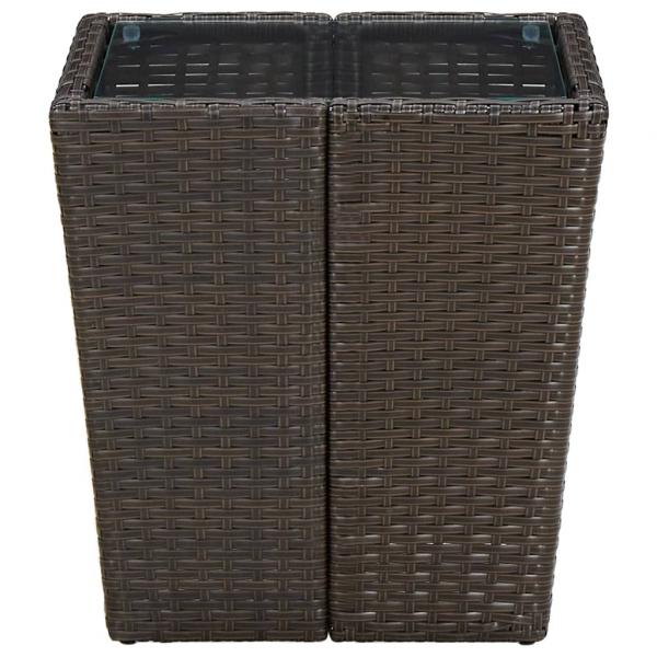 Beistelltisch Braun 41,5x41,5x44 cm Poly Rattan und Hartglas 