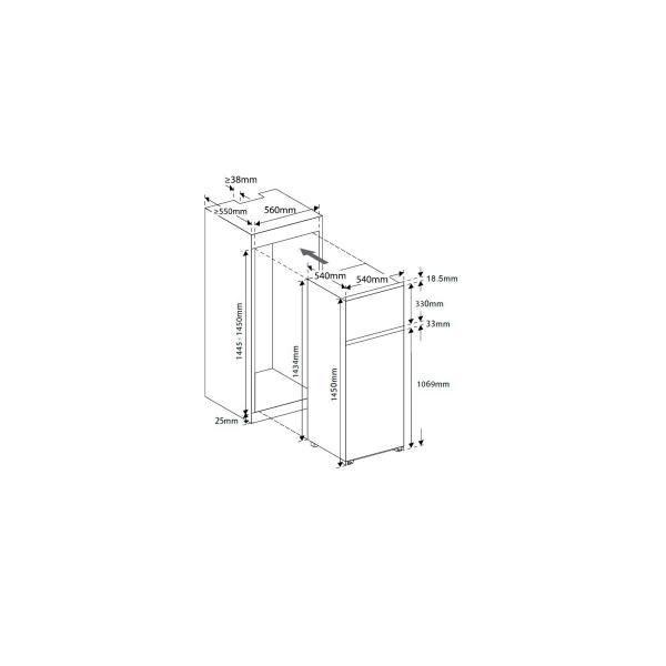 Exquisit EKGC265-40-040E Einbau Kühl-Gefrierkombination, Nischenhöhe 144,5cm, 205L, Schlepptürtechnik, Temperatureinstellung, LED, weiß