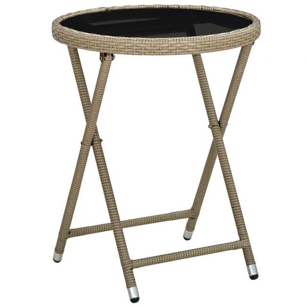 ARDEBO.de - Beistelltisch Beige 60 cm Poly Rattan und Hartglas