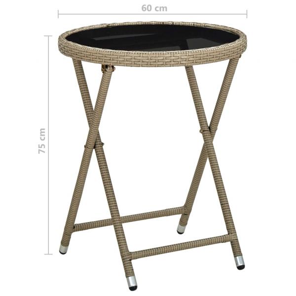 Beistelltisch Beige 60 cm Poly Rattan und Hartglas