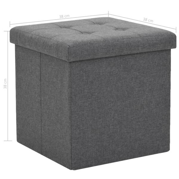 Hocker mit Stauraum Dunkelgrau Leinenoptik