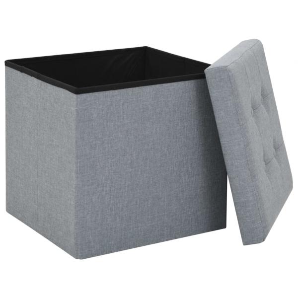 Hocker mit Stauraum Hellgrau Leinenoptik