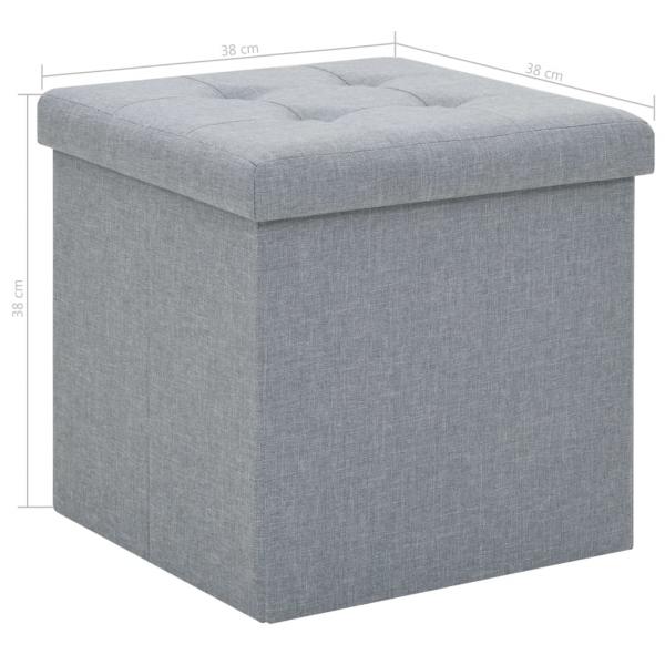 Hocker mit Stauraum Hellgrau Leinenoptik