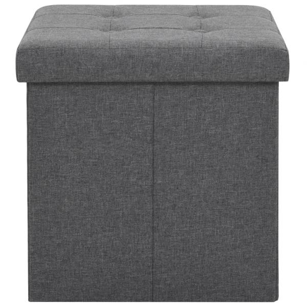 Hocker mit Stauraum 2 Stk. Dunkelgrau Leinenoptik