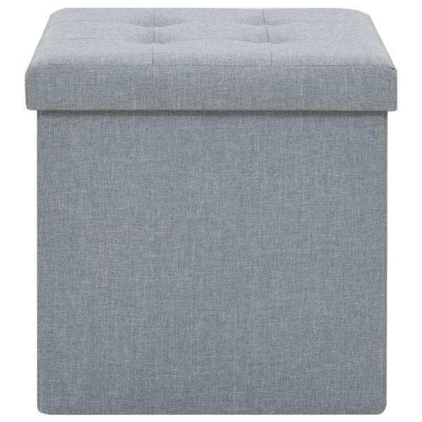 Hocker mit Stauraum 2 Stk. Hellgrau Leinenoptik