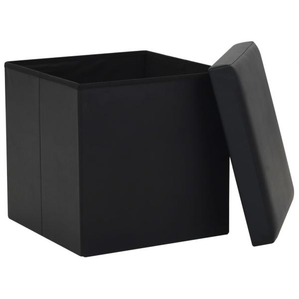 Hocker mit Stauraum 2 Stk. Schwarz Kunstleder 