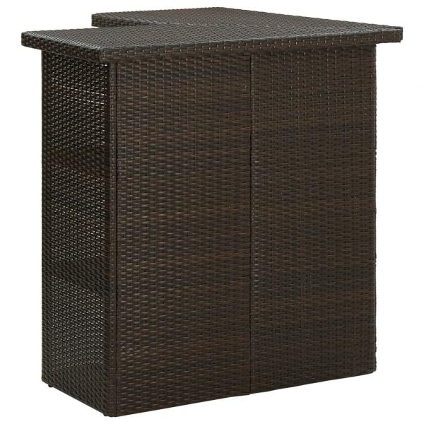 8-tlg. Gartenbar-Set mit Kissen Poly Rattan Braun