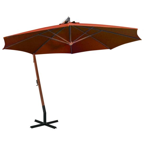 ARDEBO.de - Ampelschirm mit Mast Terracotta-Rot 3,5x2,9 m Massivholz Tanne