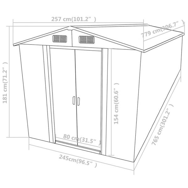 Gerätehaus Anthrazit 257x779x181 cm Verzinkter Stahl