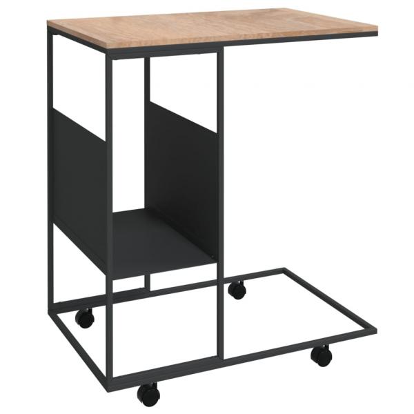 Beistelltisch mit Rollen Schwarz 55x36x63,5 cm Holzwerkstoff