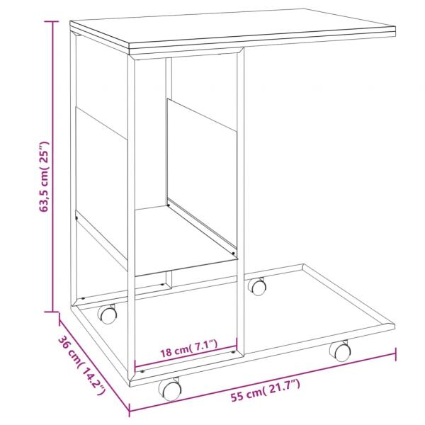 Beistelltisch mit Rollen Weiß 55x36x63,5 cm Holzwerkstoff