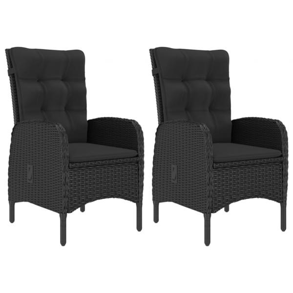 3-tlg. Bistro-Set Poly Rattan und Glas Schwarz