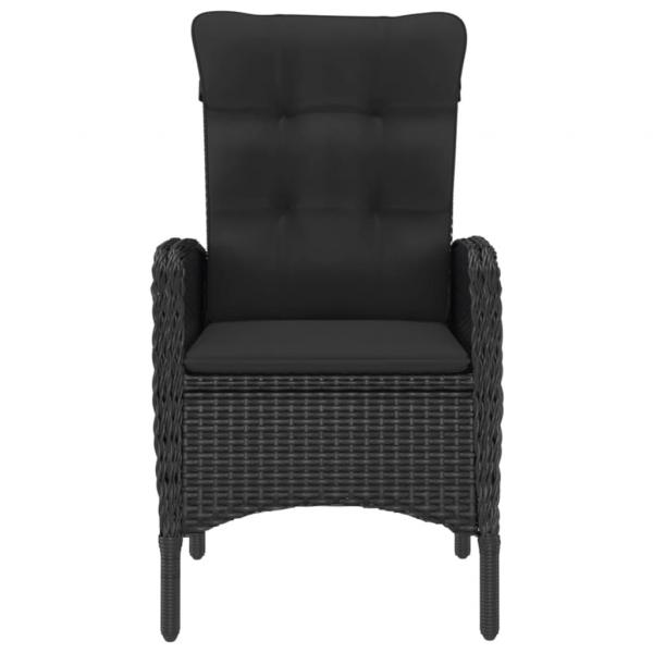 3-tlg. Bistro-Set Poly Rattan und Glas Schwarz