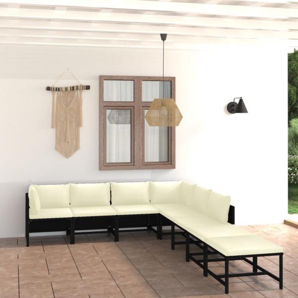 ARDEBO.de - 8-tlg. Garten-Lounge-Set mit Kissen Poly Rattan Schwarz