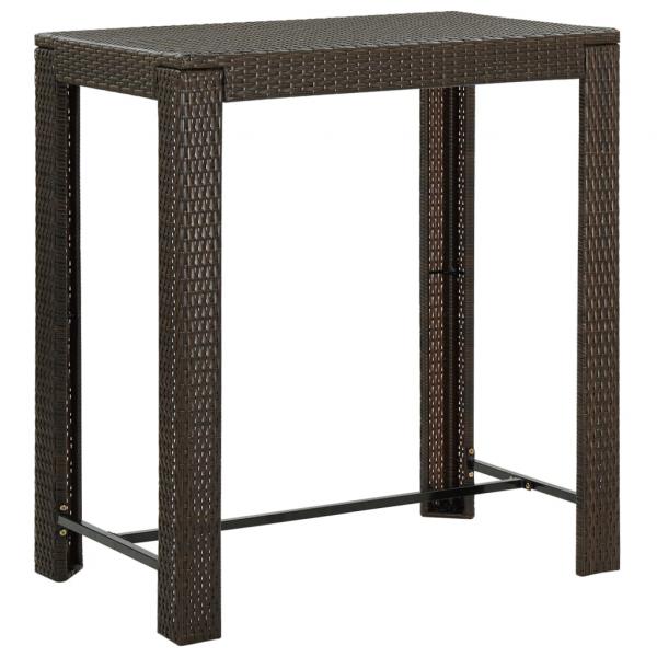 7-tlg. Gartenbar-Set mit Kissen Poly Rattan Braun