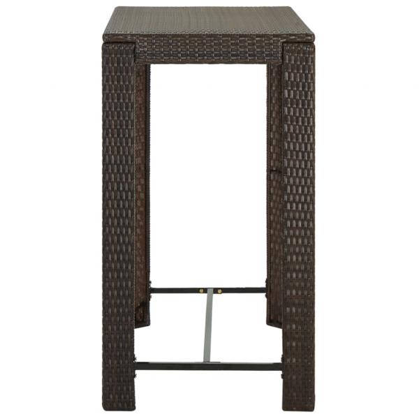 7-tlg. Gartenbar-Set mit Kissen Poly Rattan Braun