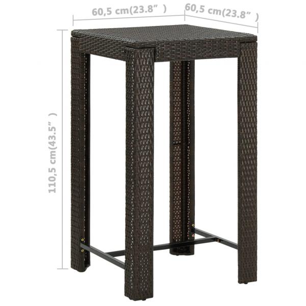 3-tlg. Gartenbar-Set mit Kissen Poly Rattan Braun