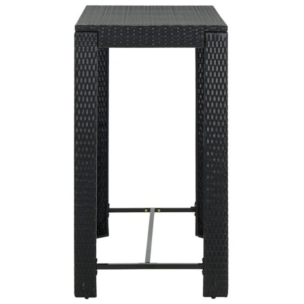 7-tlg. Gartenbar-Set mit Kissen Poly Rattan Schwarz