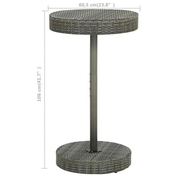 3-tlg. Gartenbar-Set mit Kissen Poly Rattan Grau