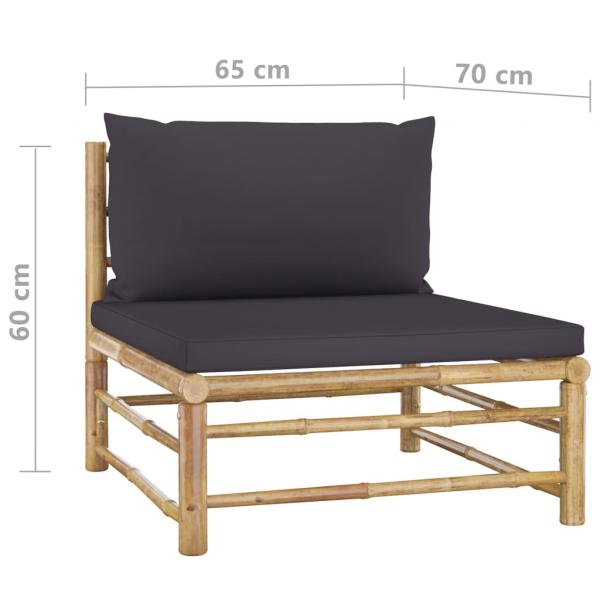 8-tlg. Garten-Lounge-Set mit Dunkelgrauen Kissen Bambus