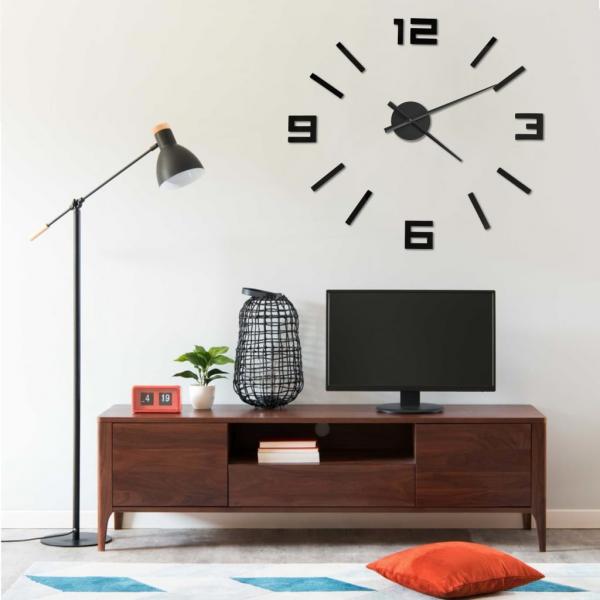 ARDEBO.de - 3D-Wanduhr Modernes Design Schwarz 100 cm XXL