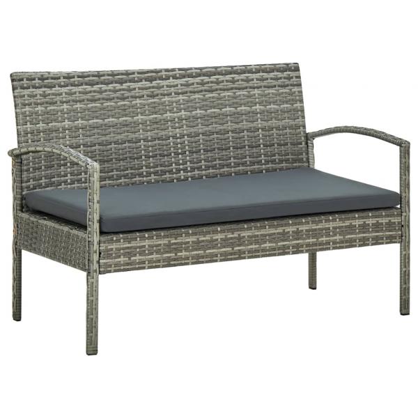 5-tlg. Garten-Lounge-Set mit Auflagen Poly Rattan Grau